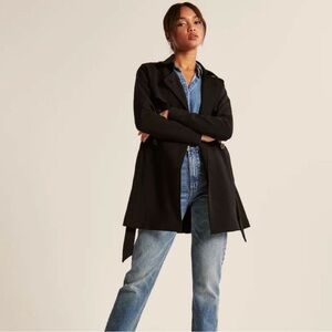 Abercrombie XS black drapey trench coat